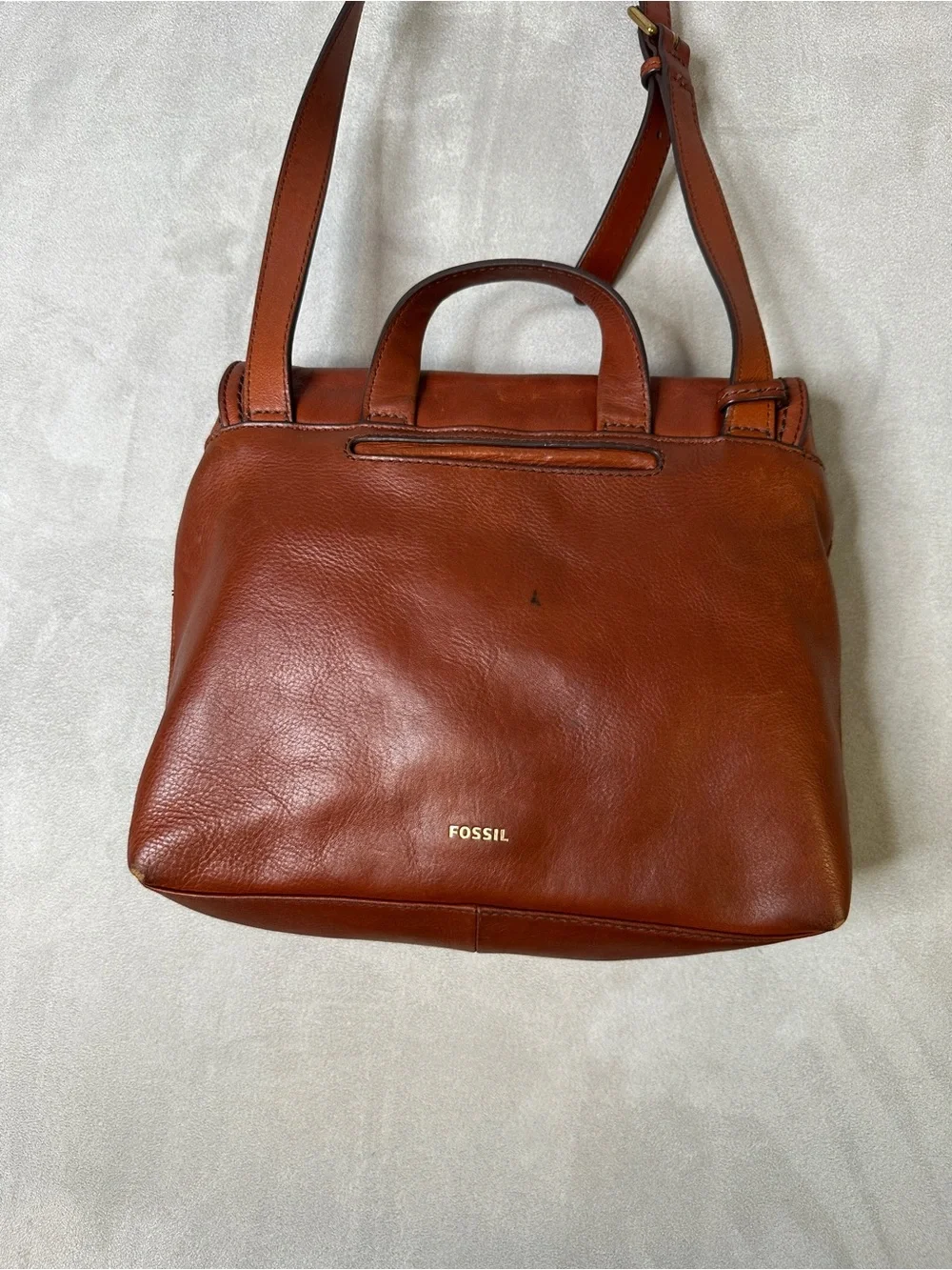 Vintage Fossil Willow Brown Leather Crossbody Handbag with Top Handle